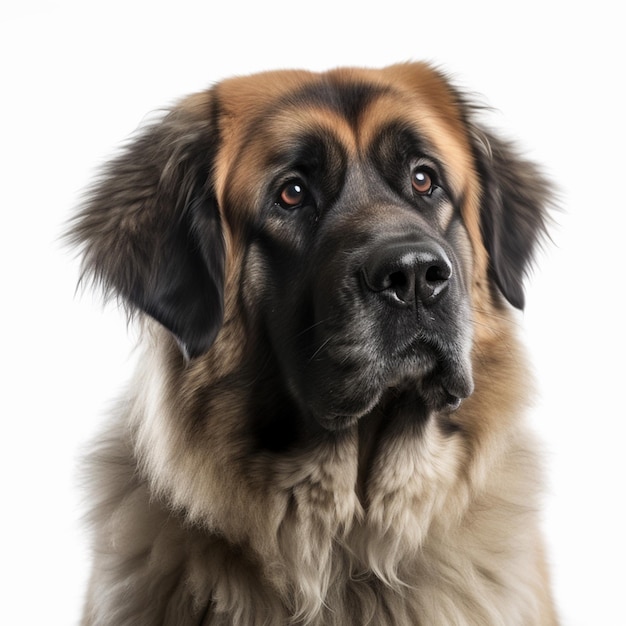 A dog with a large head of a giant leonberger