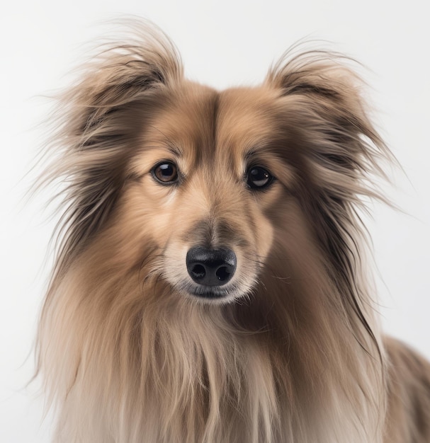 A dog with long hair and a long nose is looking at the camera.