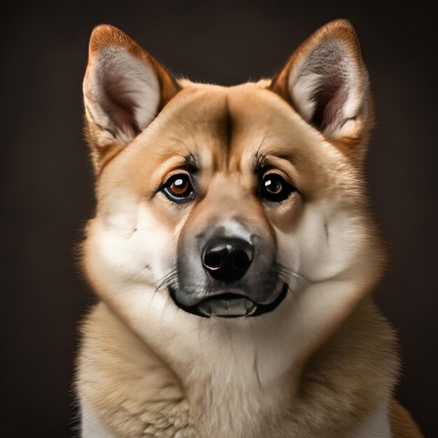 Photo a dog with a mustache that says  the word  on it