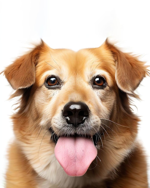 A dog with a pink tongue is shown.