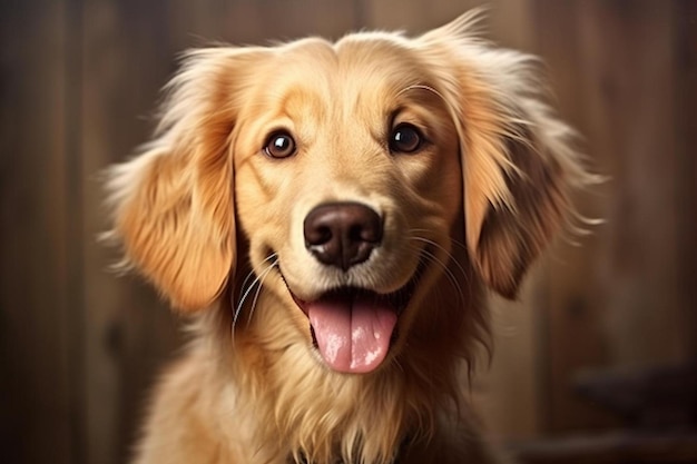 Photo a dog with a pink tongue that is smiling