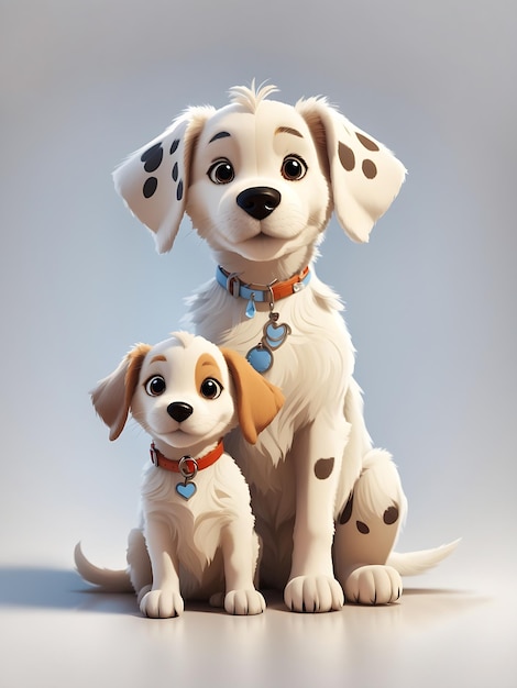 Dog with puppy Disney cartoon style