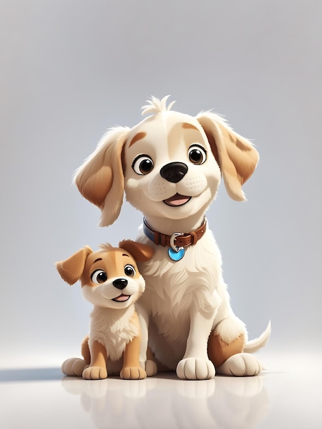 Dog with puppy Disney cartoon style