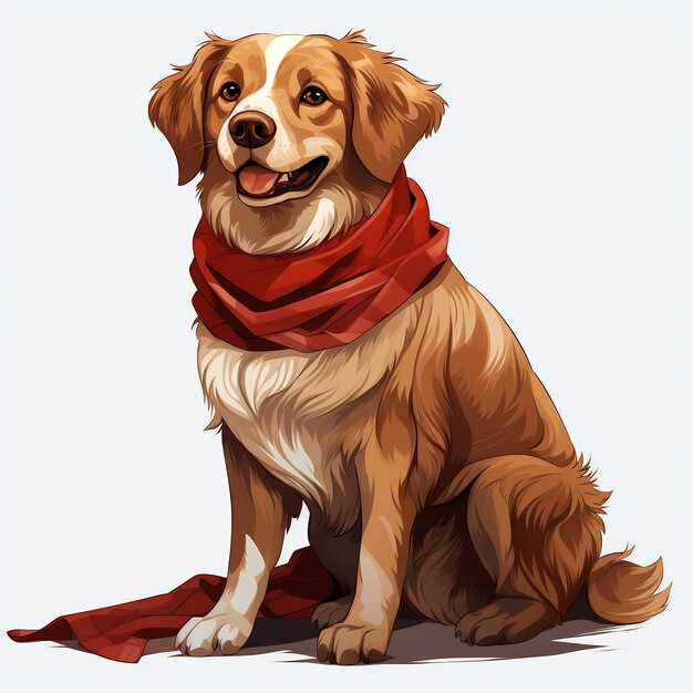 a dog with a red scarf that says quot the dog is wearing a scarf quot