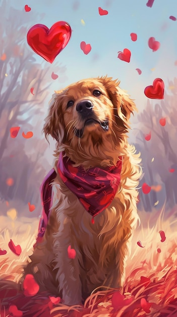 Картина "Собака с шарфом"