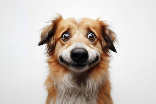 dog with strange facial expressions on solid white background ai generative