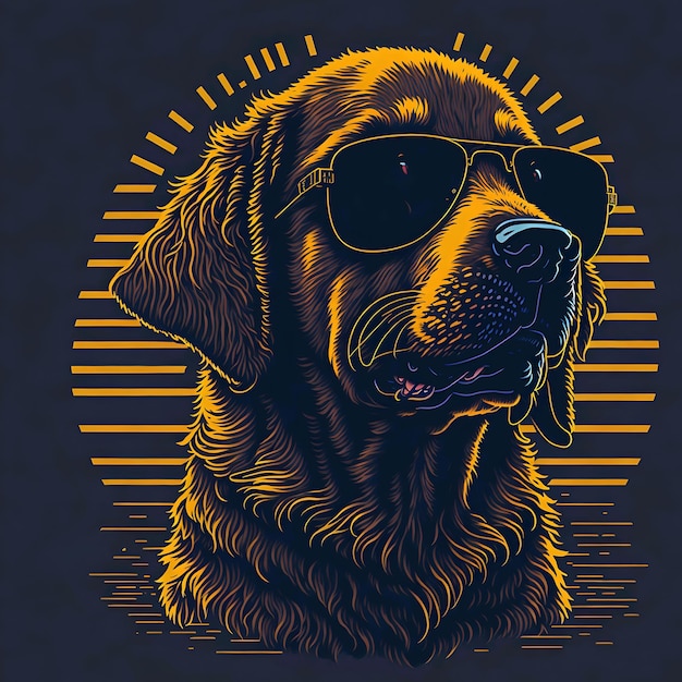 선글라스를 입은 개가 "개"라고 적혀있어요.