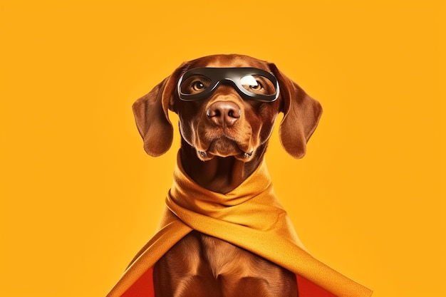 Dog with a superhero cape and mask generative ai