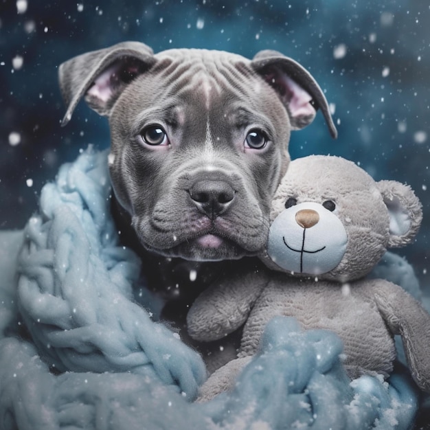 Photo a dog with a teddy bear