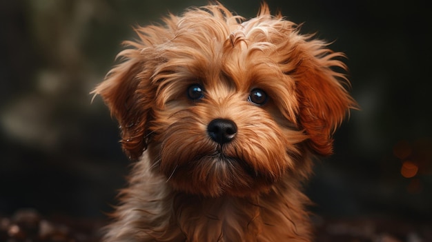 頭の上にれたの毛を持つ犬