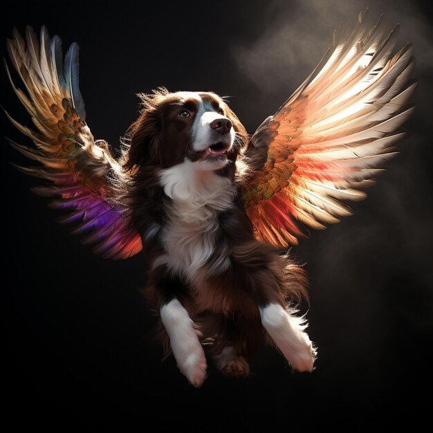 a dog with wings that has the word angel on it