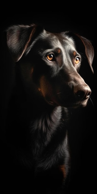 A dog with the word doberman on it