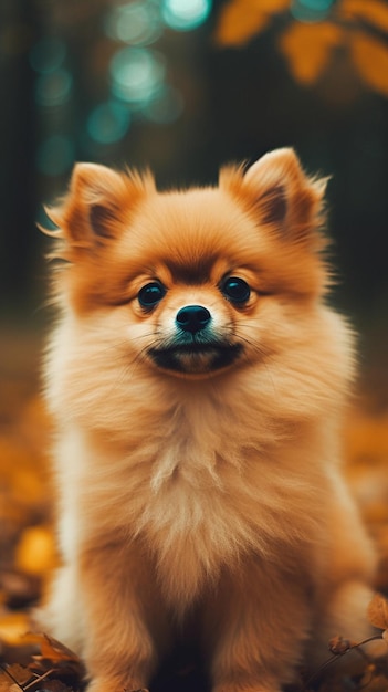 A dog with a yellow background