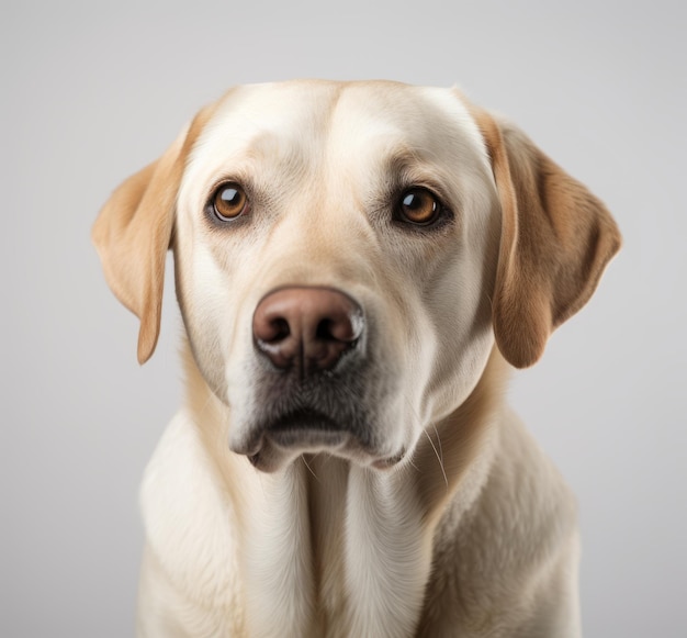 黄色い白衣を着た犬