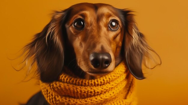 A dog with a yellow scarf on its neck