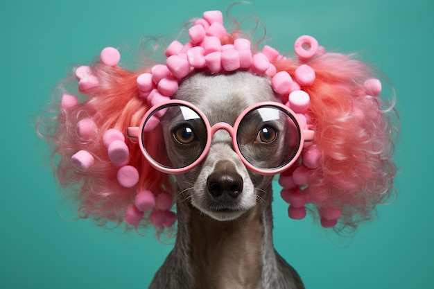 A Dog39s Stylish Day at the Beauty Salon with Curlers Generative By Ai