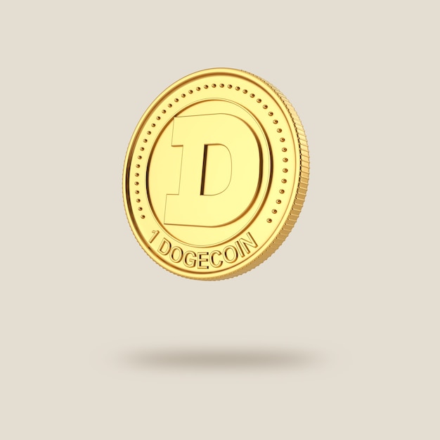 Dogecoin coin isolated on clear background. Dogecoins cryptocurrency. blockchain, digital money exchange.