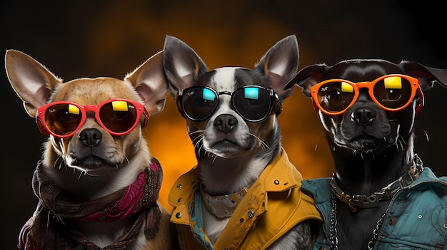 dogs of different breeds wearing glasses cool