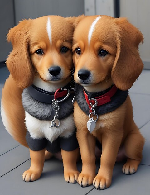 Photo dogs happily frolicking and playing on the park grass and flower background