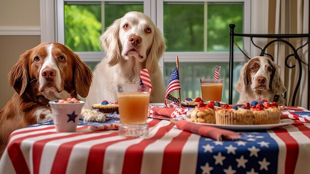 dogs having fourth of July party Generative AI