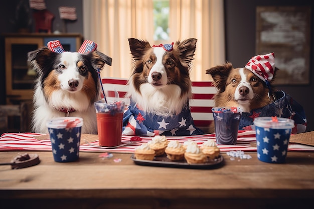 Dogs having fourth of july party Generative AI