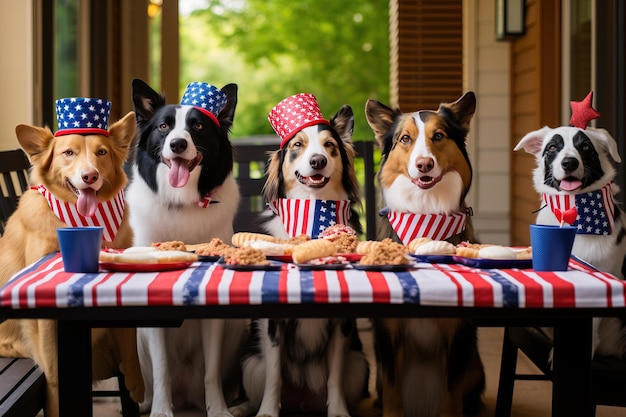 Dogs having fourth of july party Generative AI