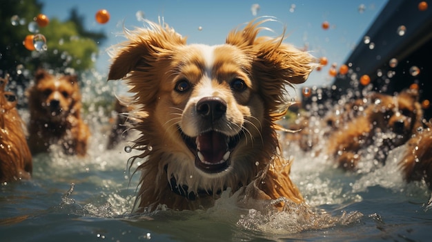 Dogs in a pool Generative Ai