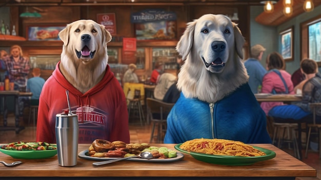 Dogs at a restaurant