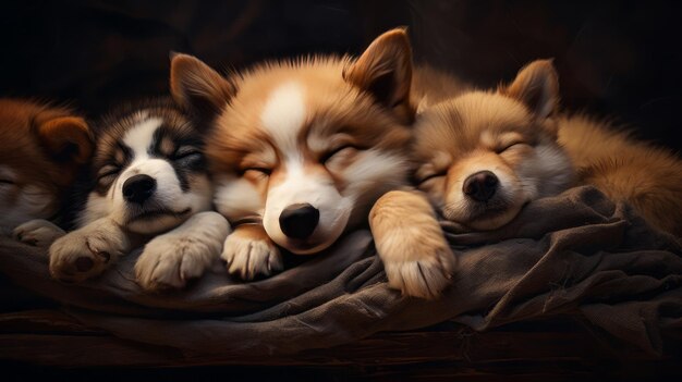 Photo dogs sleeping world sleep day