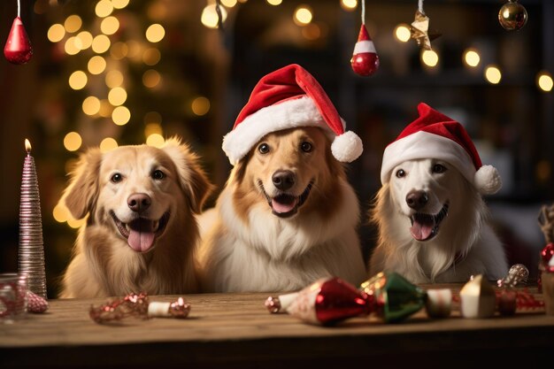 dogs waiting for Christmas dinner generative ai