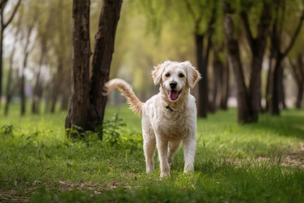 Dogs walking in the municipal park