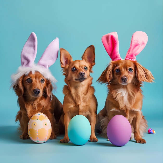 Photo dogs wearing easter bunny ears for holiday