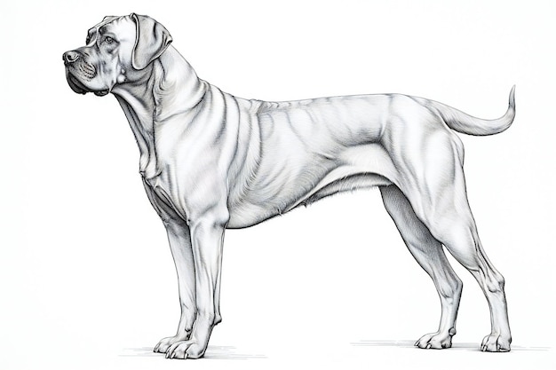 Dogue de Bordeaux Dog breed Hand drawn sketch