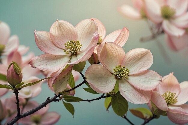 Dogwood blooms with a soft pastel color palette