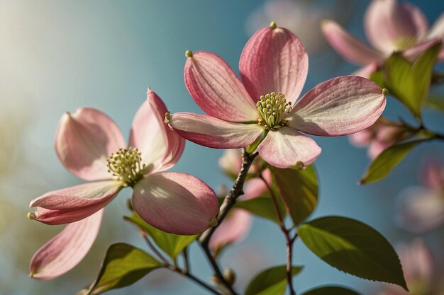 写真 柔らかい自然照明でドッグウッドの花がく