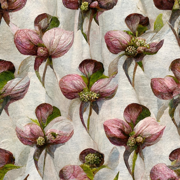 Dogwood flower floral pattern silk fabric