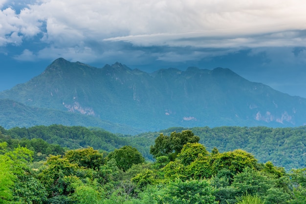 Doi Luang Chiang Dao looking from Doi Mae Ta man ,Chiang Mai ,Thailand