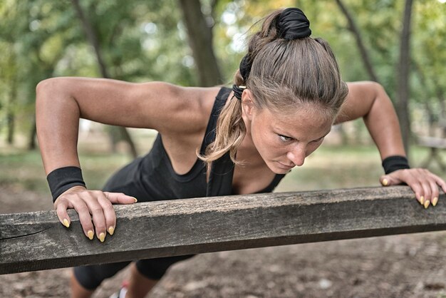 Doing push ups