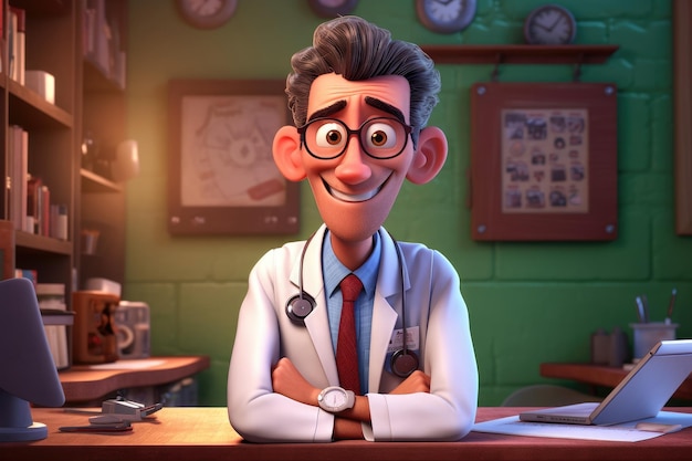 Dokter 3d cartoon illustratie