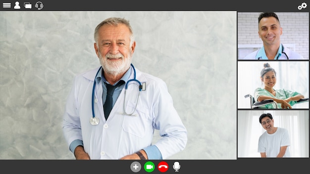 Dokter en patiënt praten over videogesprek