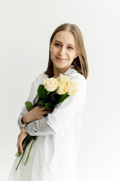 Dokter met bloemen