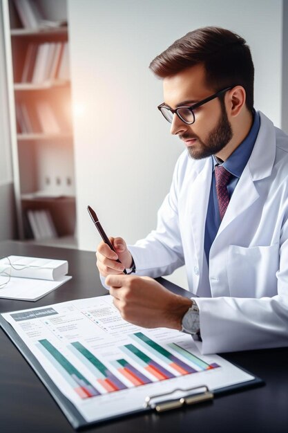 dokter met een pen en papier op zijn bureau