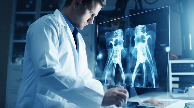 Dokter onderzoekt röntgenfoto's