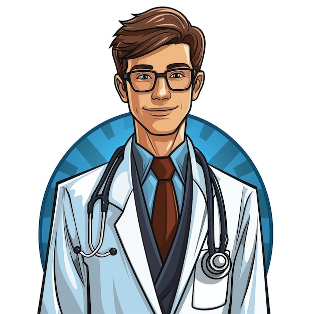 Dokter stripfiguur geïsoleerd op een witte achtergrond afbeelding voor uw ontwerp