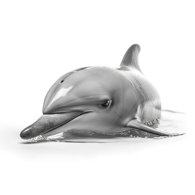 Foto dolfijn die op witte achtergrond wordt geïsoleerd genereert ai