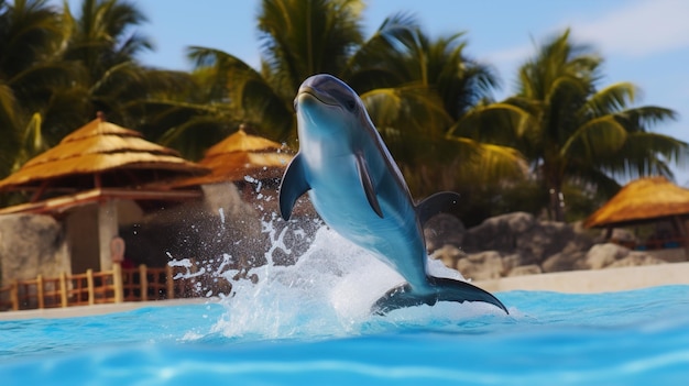 Dolfijn in het water Vis in de oceaan springen Gelukkige Vriendelijke Vis