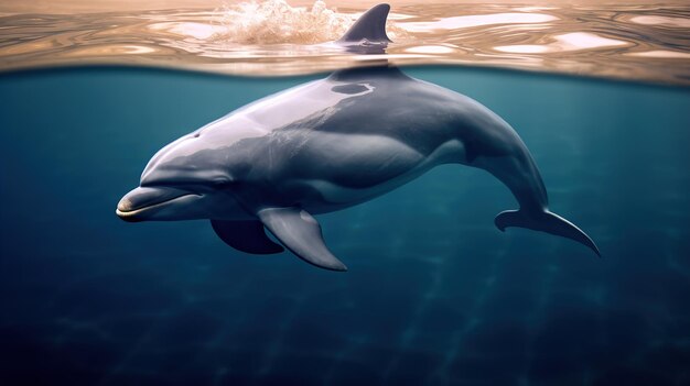 Dolfijn in het water Vis in de oceaan springen Gelukkige Vriendelijke Vis