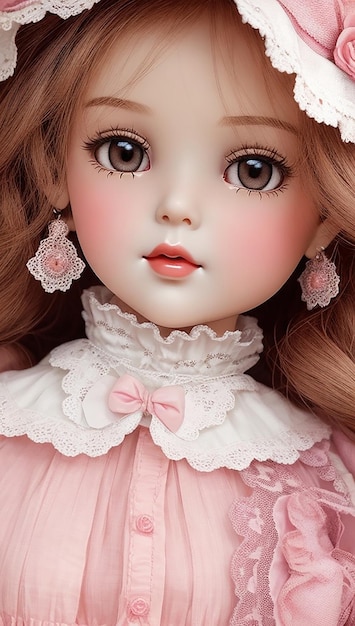 人形 洗練されたバラ色の外観のピンクのかわいい女の子人形