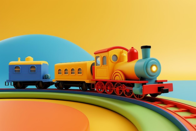 Doll and Toy Train in the concept of realistic play