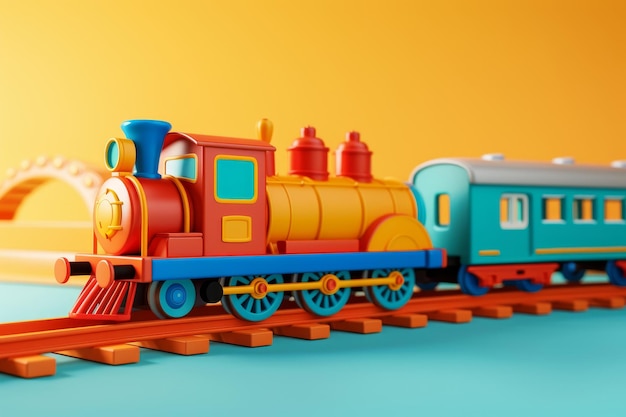 Doll and Toy Train in the concept of realistic play